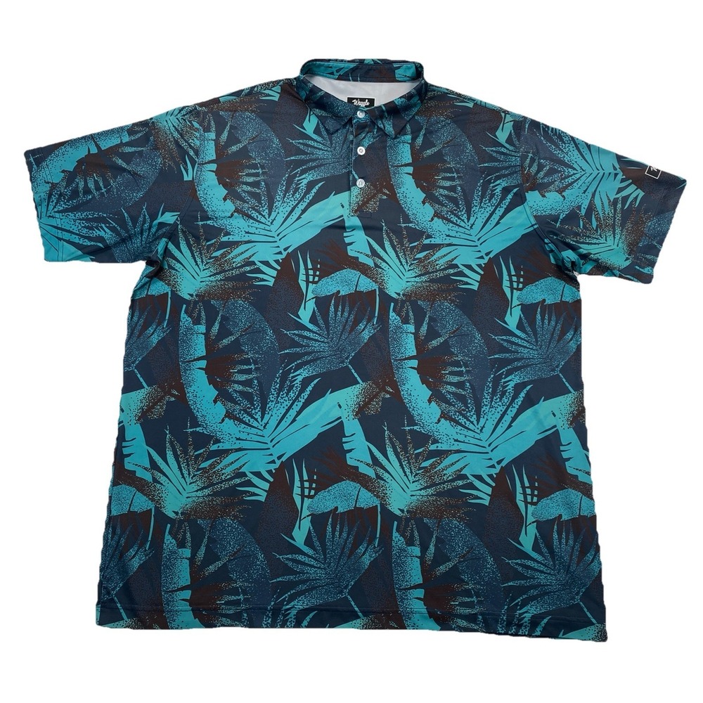 Waggle Men's XXL Performance Golf Polo Shirt Teebox Typhoon Blue Green